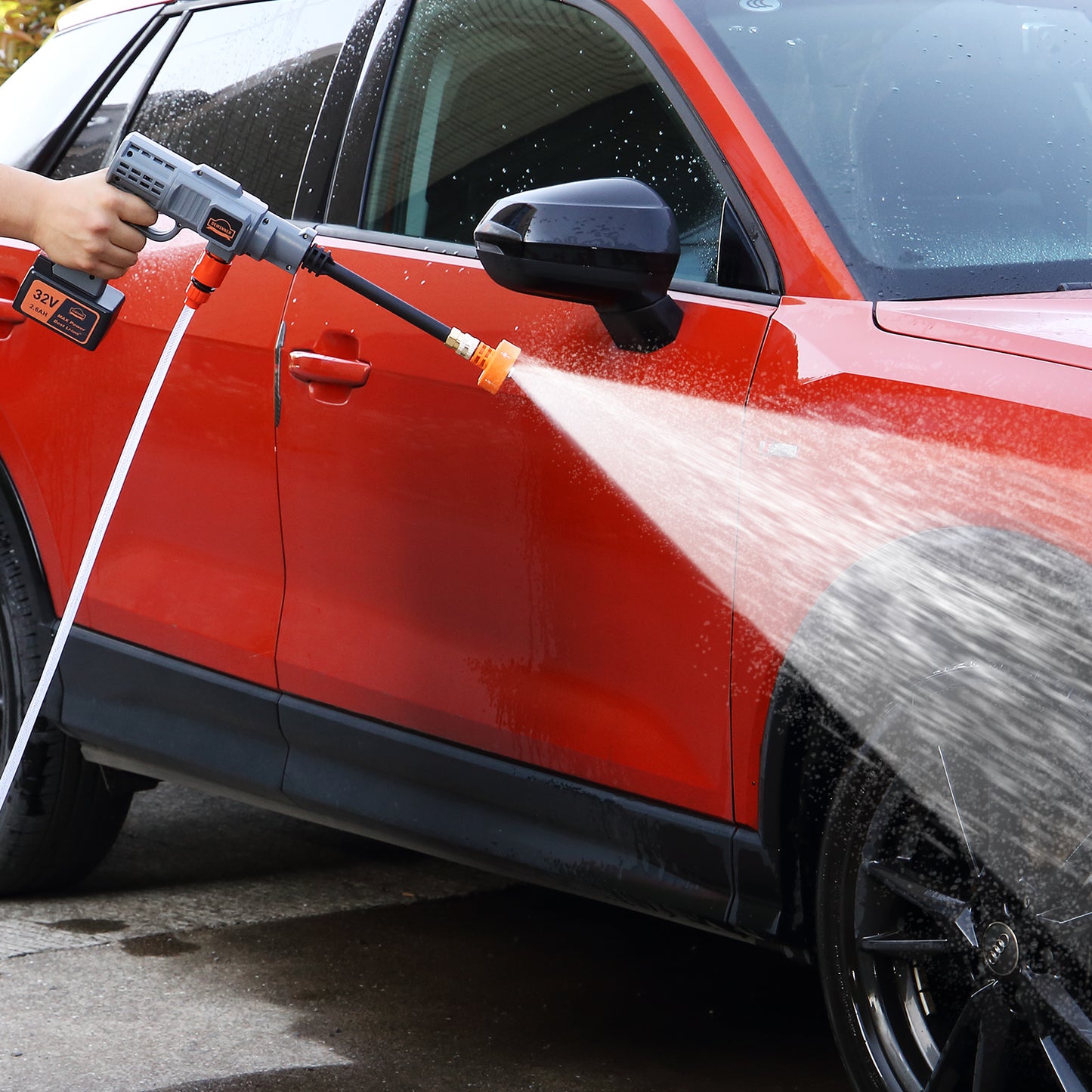 DEWINNER 32V Cordless Hydroshot 700PSI Portable Pressure Cleaner Kit with 1 Batteries,5-in-1 Adjustable Nozzle Suitable for Washing Cars/Fences/Siding