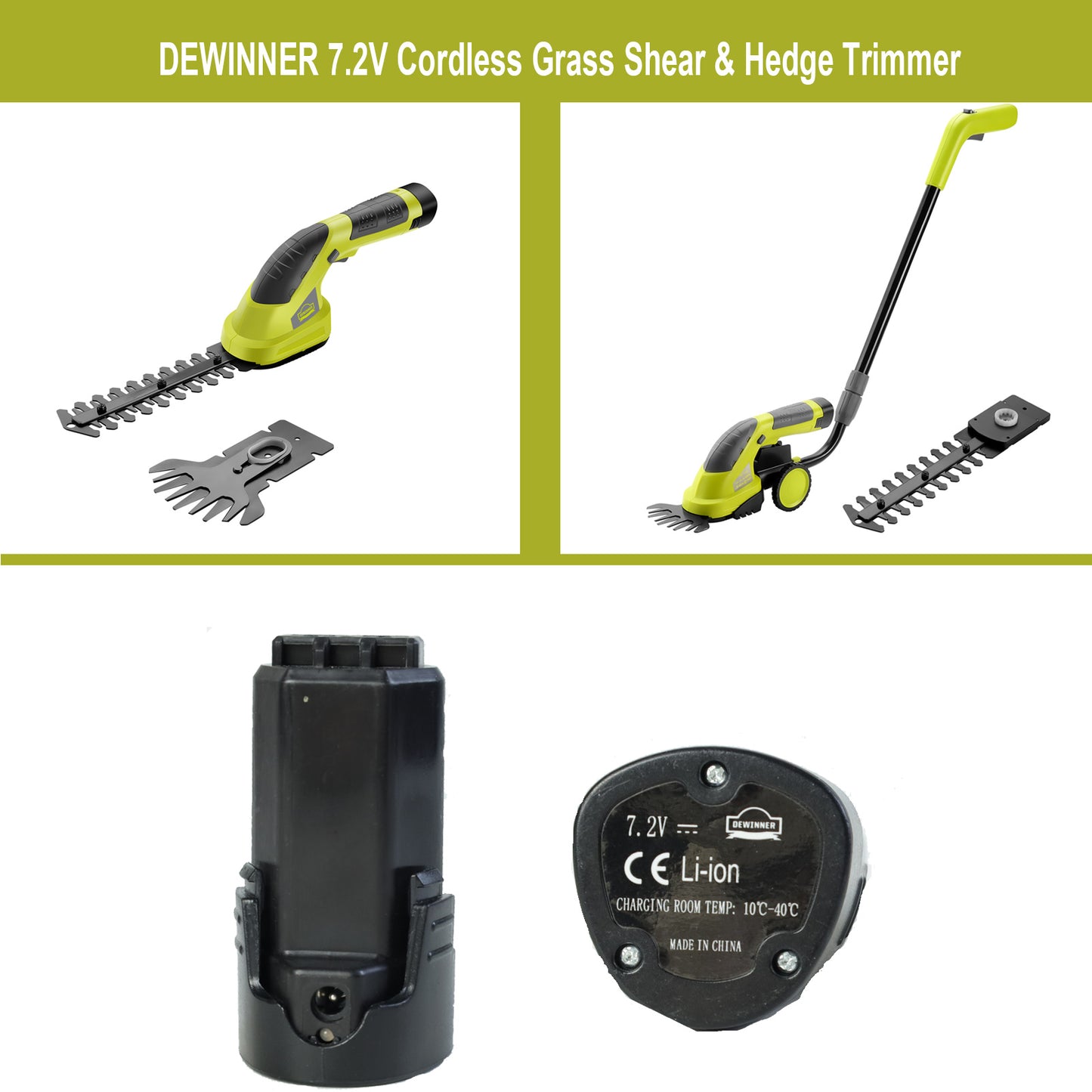 1500 mAh Battery for DEWINNER Cordless Grass Shear & Hedge Trimmer(DE-T1502,DE-T1525WH))-FOONNUN Cordless Grass Shear & Hedge Trimmer