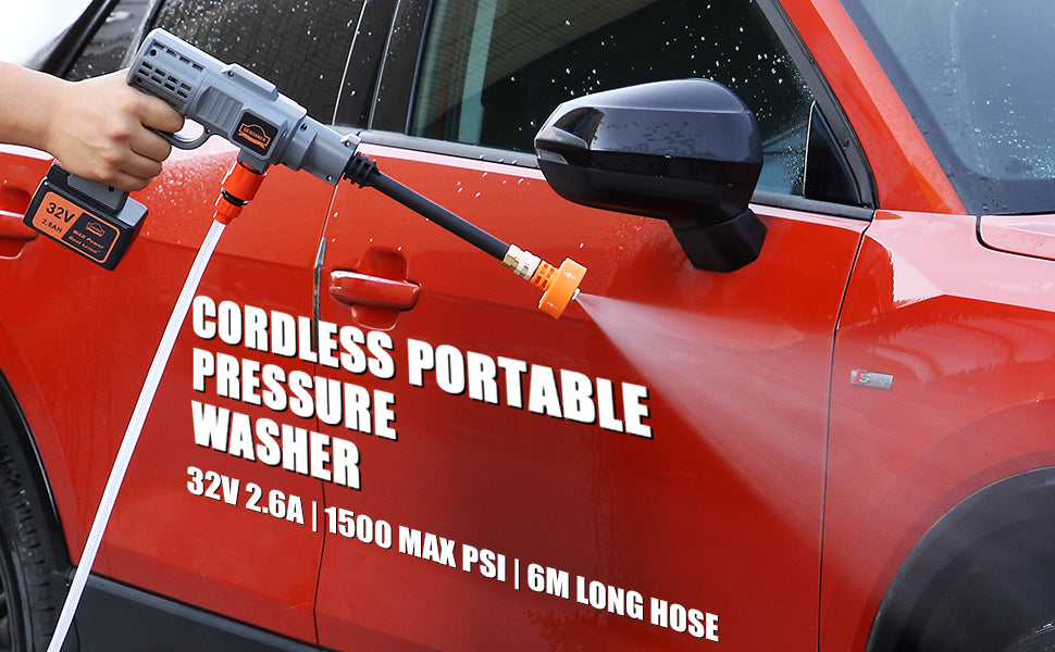 DEWINNER 32V Cordless Hydroshot 700PSI Portable Pressure Cleaner Kit with 1 Batteries,5-in-1 Adjustable Nozzle Suitable for Washing Cars/Fences/Siding