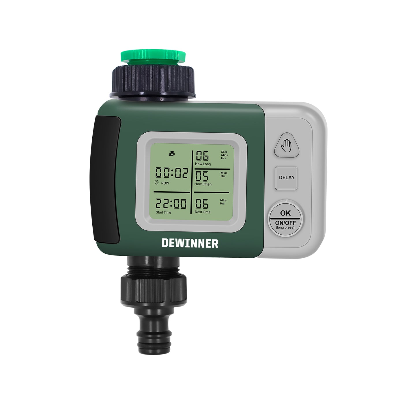 DEWINNER Water Timer Digital Programmable Garden Lawn Tap Computer Hose Faucet Sprinkler Timer Irrigation System Controller/ Auto&Manual Mode/Rain Delay/Large Screen/IP64 Waterproof