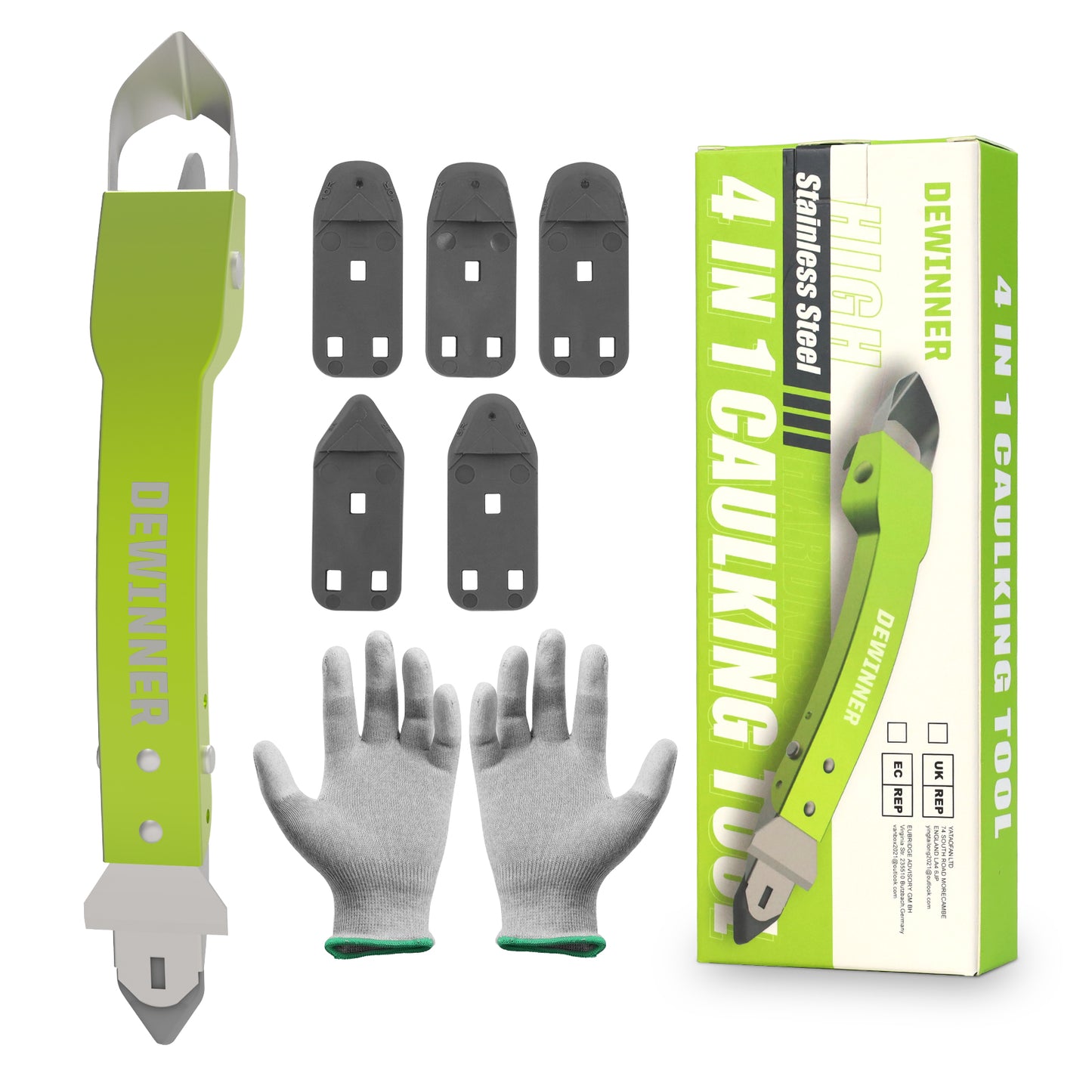 4-in-1 Silicone Remover Tool Set, DEWINNER Joint Scraper Set, Silicone Sealant Finishing Smoothing Removal Tool with Silicone Pads