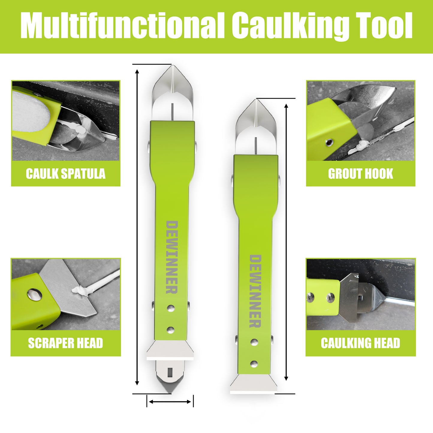 4-in-1 Silicone Remover Tool Set, DEWINNER Joint Scraper Set, Silicone Sealant Finishing Smoothing Removal Tool with Silicone Pads