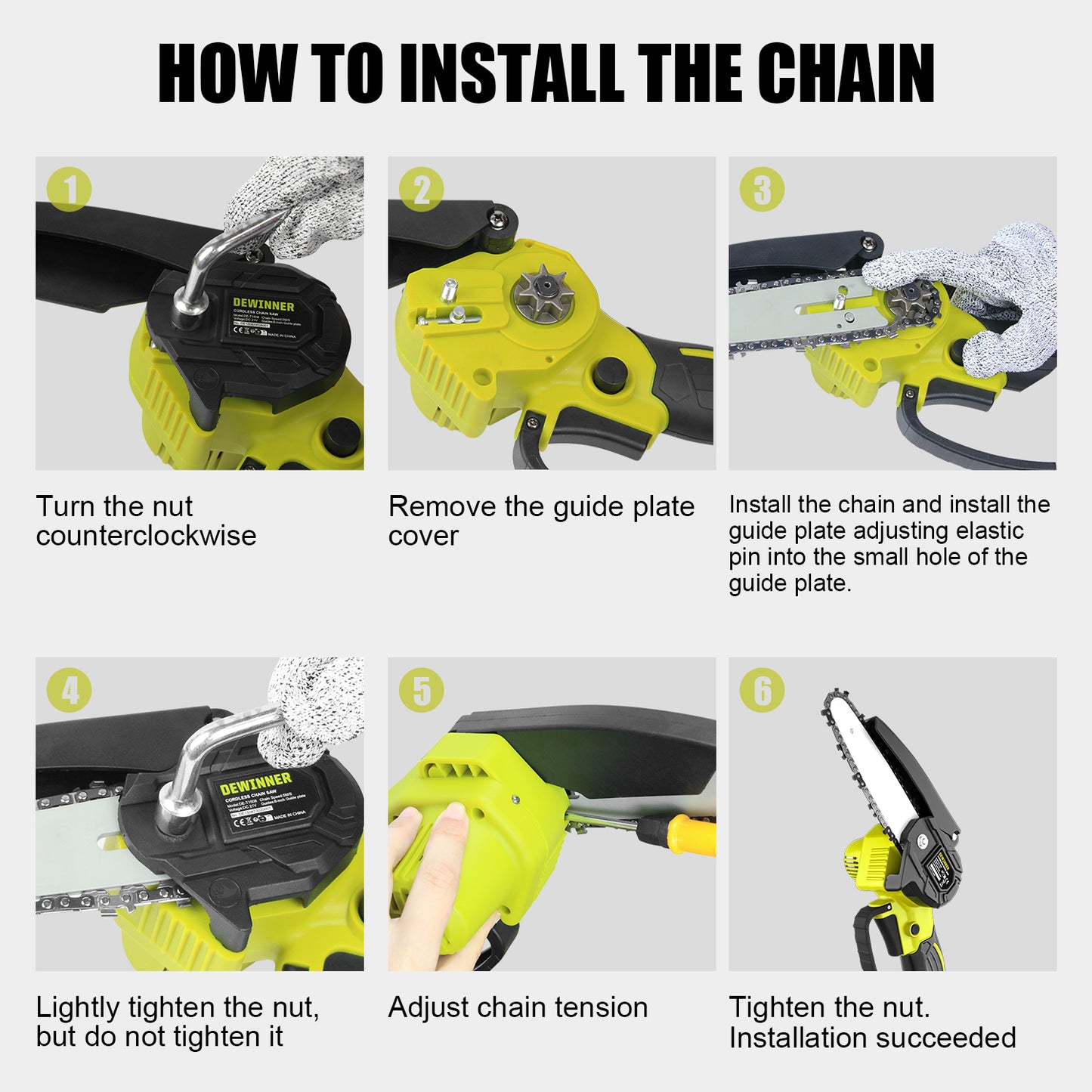 Mini Chainsaw 6-Inch with 2 Battery,DEWINNER Cordless Power Chain saws with Security Lock, Handheld Small Chainsaw for Wood Cutting Tree Trimming