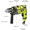Hammer Drill, 710W Electic Corded Impact Drill, 13mm Metal Chuck, 0-3300RPM, Powerful Variable Speed Drill for Drilling in Steel