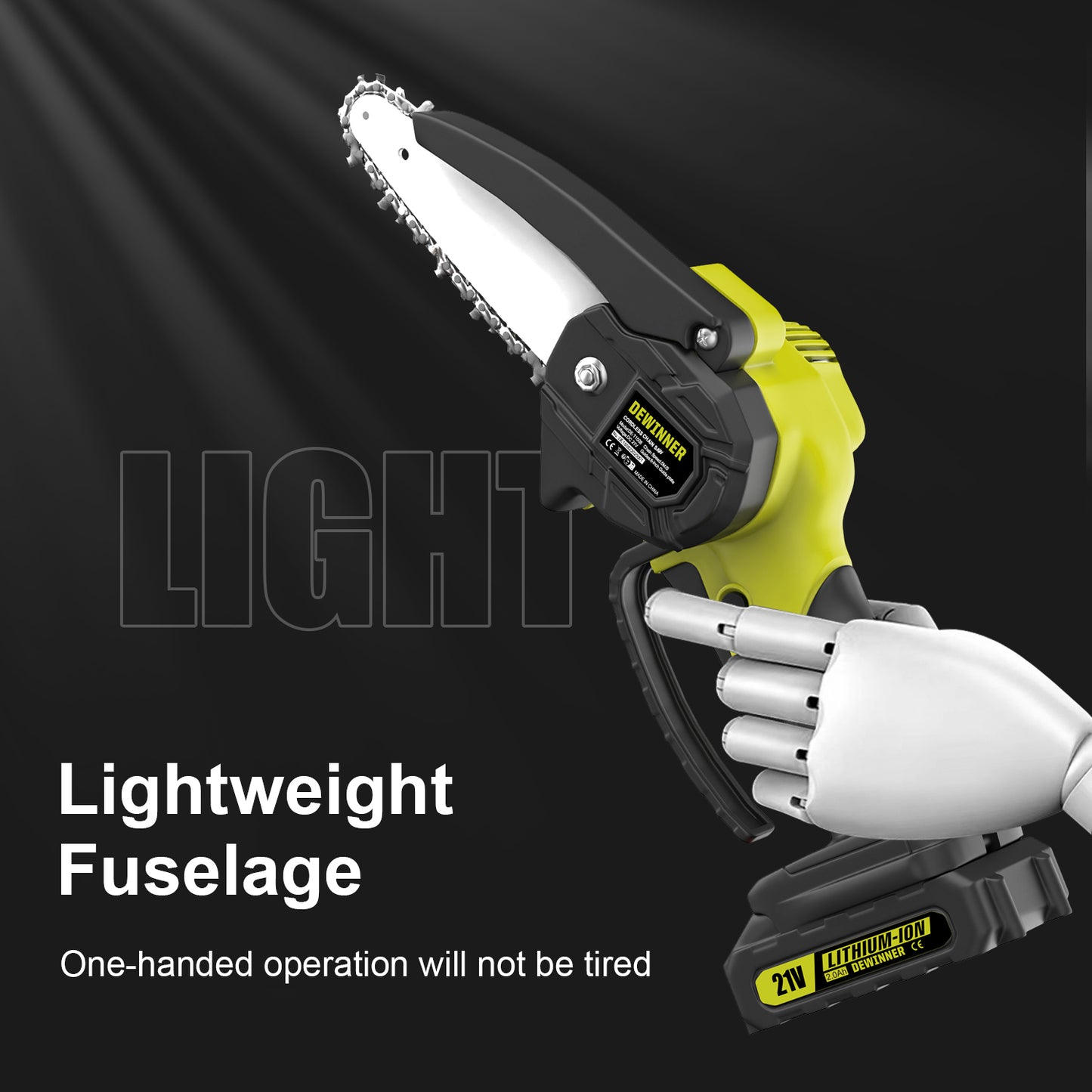 Mini Chainsaw 6-Inch with 2 Battery,DEWINNER Cordless Power Chain saws with Security Lock, Handheld Small Chainsaw for Wood Cutting Tree Trimming