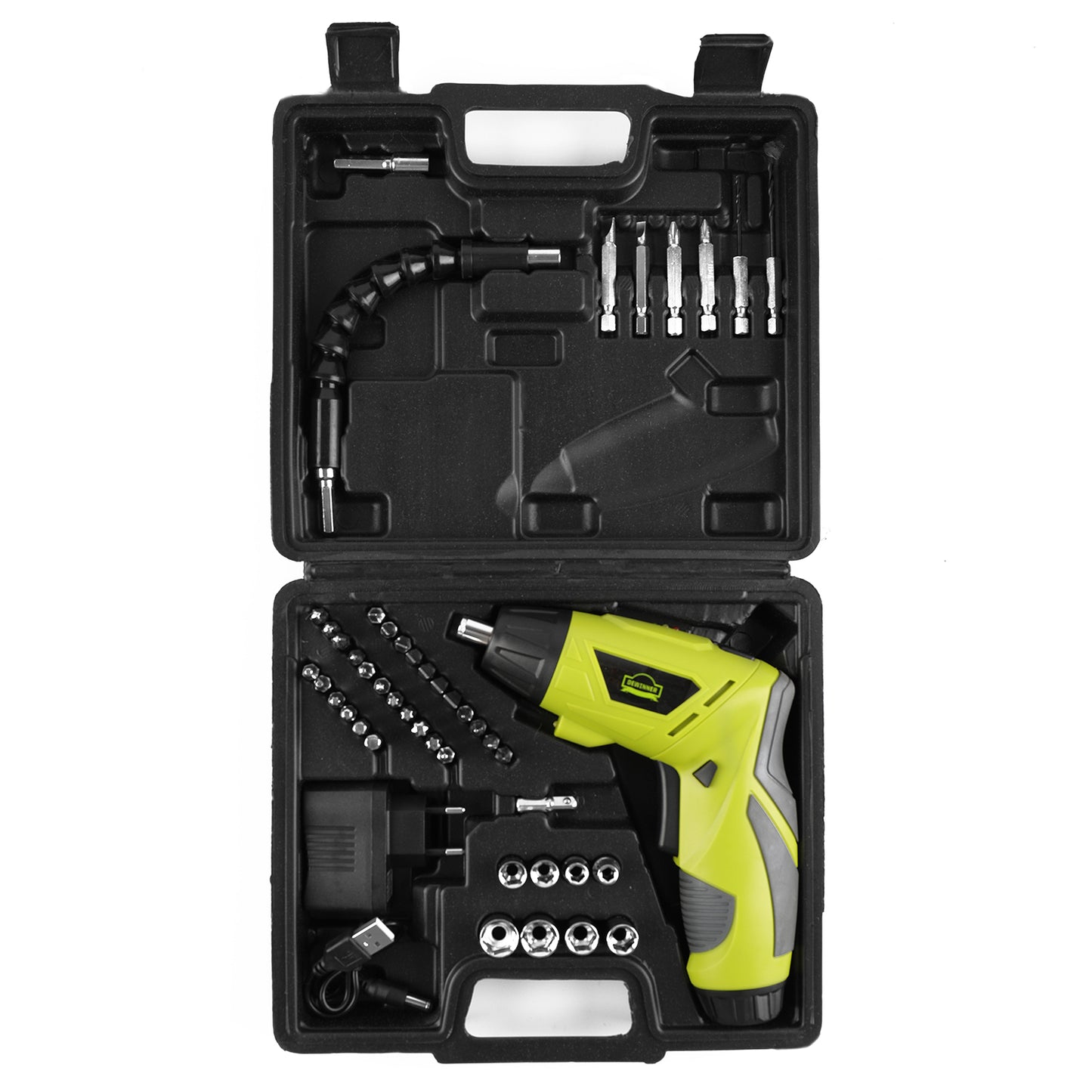 Electric Screwdriver, DEWINNER Cordless Screwdriver Set Rotated 90 Degrees Electric Screwdrivers Cordless Handle 3.6V 1300 mAh Rechargeable Lithium-Ion Battery with LED Worklight and Charger,45 Piece Screwdriver and Wood Bit Assortment