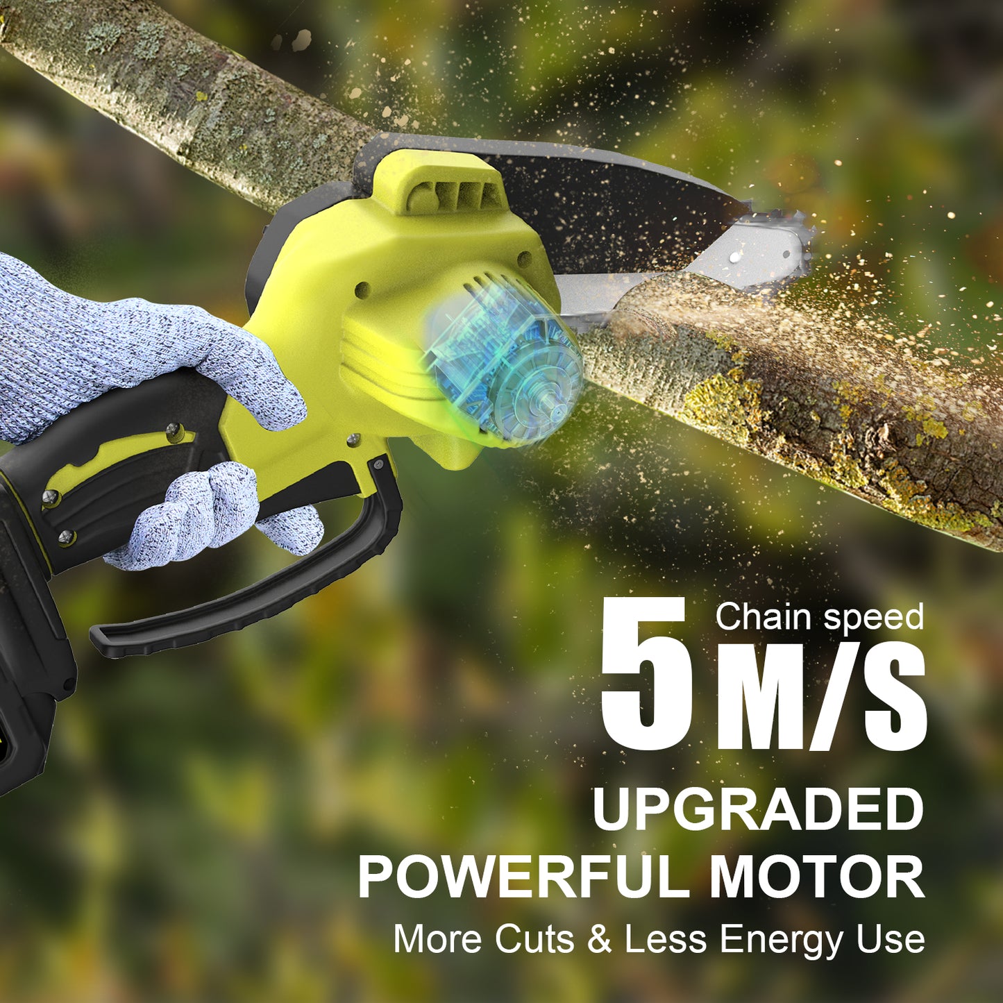 Mini Chainsaw 6-Inch with 2 Battery,DEWINNER Cordless Power Chain saws with Security Lock, Handheld Small Chainsaw for Wood Cutting Tree Trimming