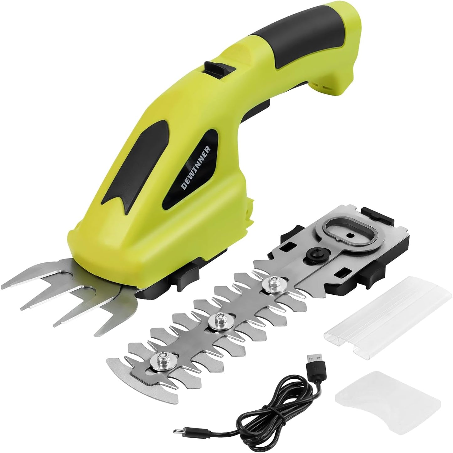DEWINNER 2 IN 1 Cordless Hedge Trimmers 7.2V Electric Grass Trimmer, Cordless Hedge Trimmer & Grass Shear with 2 Interchangeable Blades, Lightweight Hand Held Hedge Trimmer for Gardening Cutting, Trimming, Shearing, Pruning