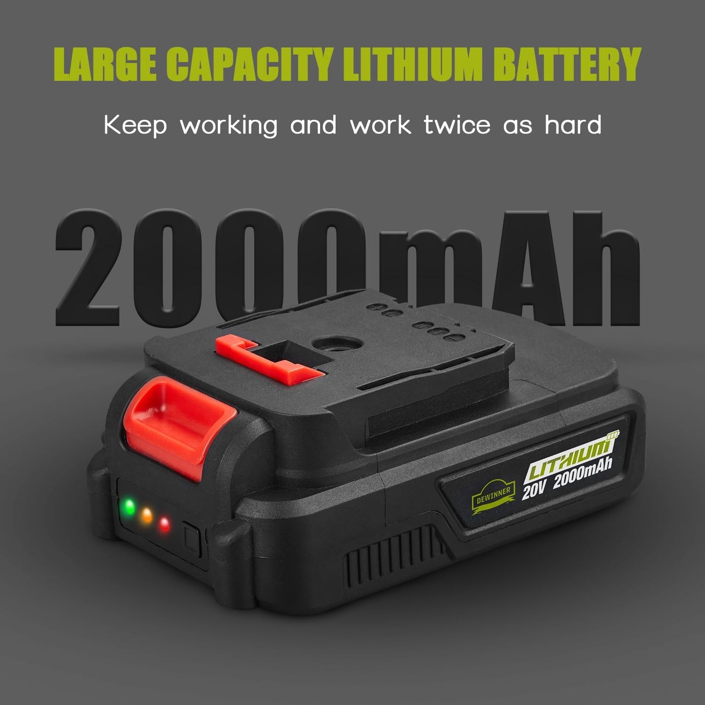 DEWINNER Battery 2.0 Ah Lithium-Ion, For DEWINNER Cordless tools