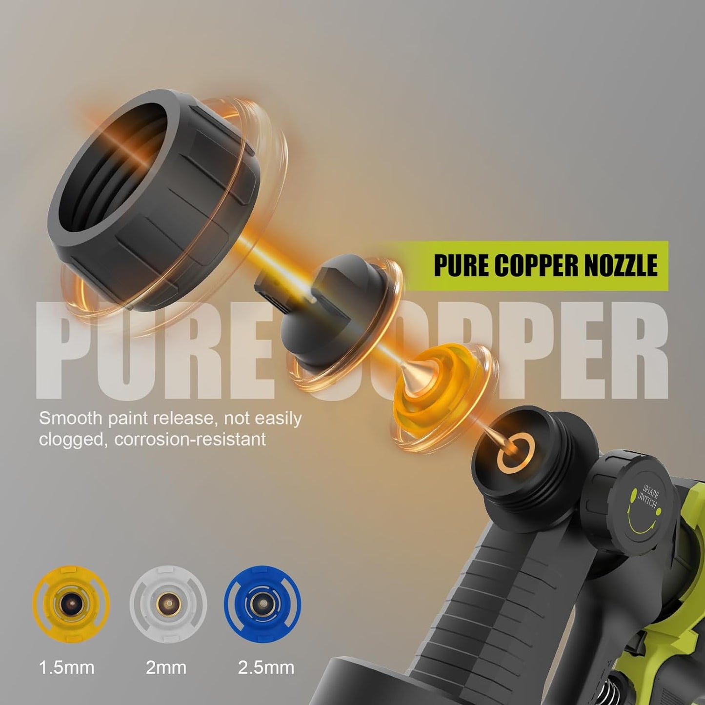 DEWINNER 600W Paint Spray Gun with 3 Spray Patterns, Electric Paint Gun with 1000ml Container, Paint Sprayer with 3 Nozzles (1.5/2.0/2.5mm) for Walls and Ceilings for DIY Decoration