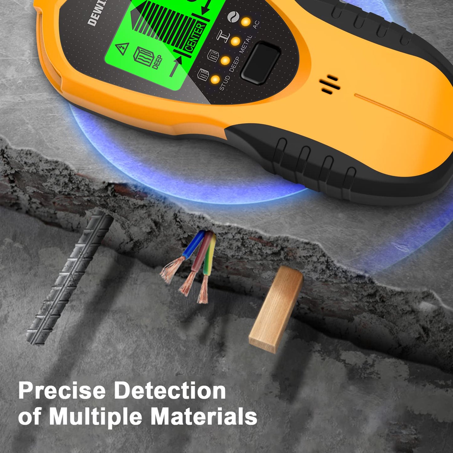 Stud Finder Wall Scanner, DEWINNER Wall Detector, Non Contact Voltage Cable Tester for AC Wire Metal Inside Wood, Center Beam Finding,Joist Detection with LCD Display