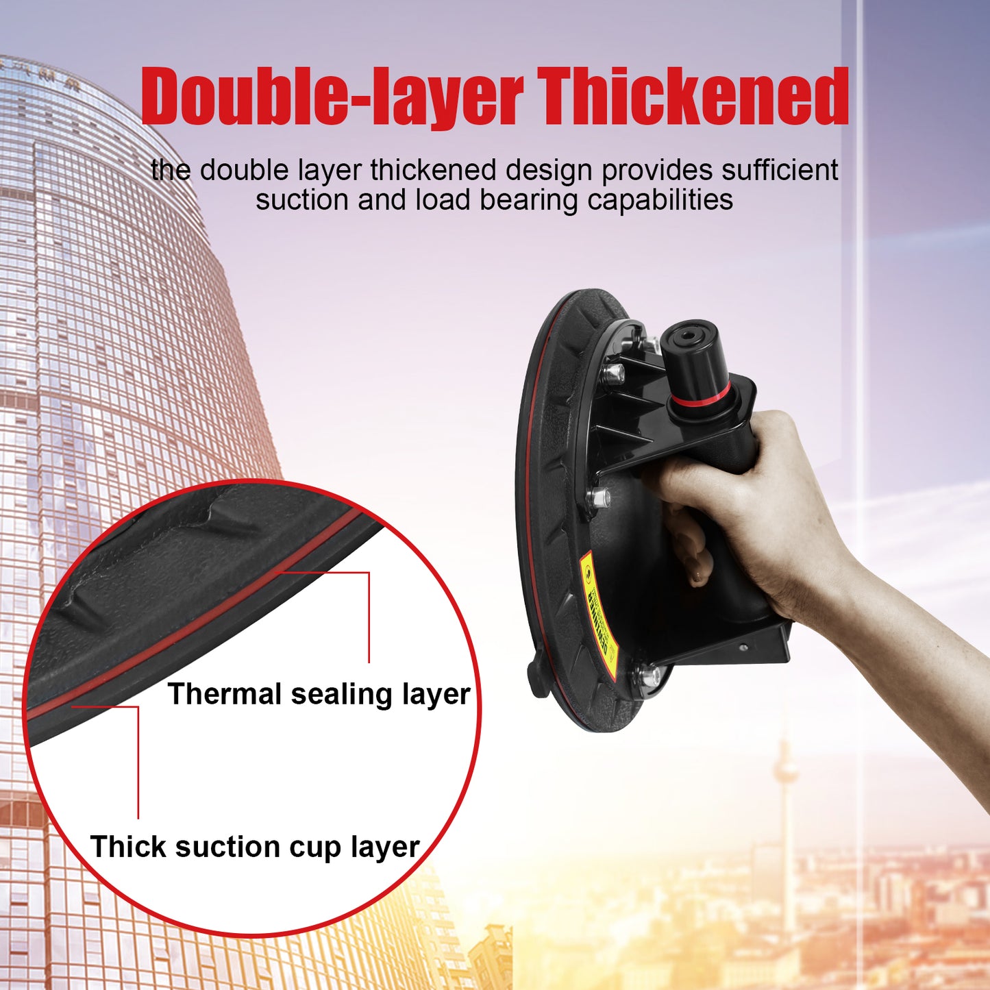 DEWINNER Robust Vacuum Cups- ABS Handle Glass Lifting Cups,200kg Load Capacity,Industrial Vacuum Cups for Lifting Flat and Non-Porous Surfaces
