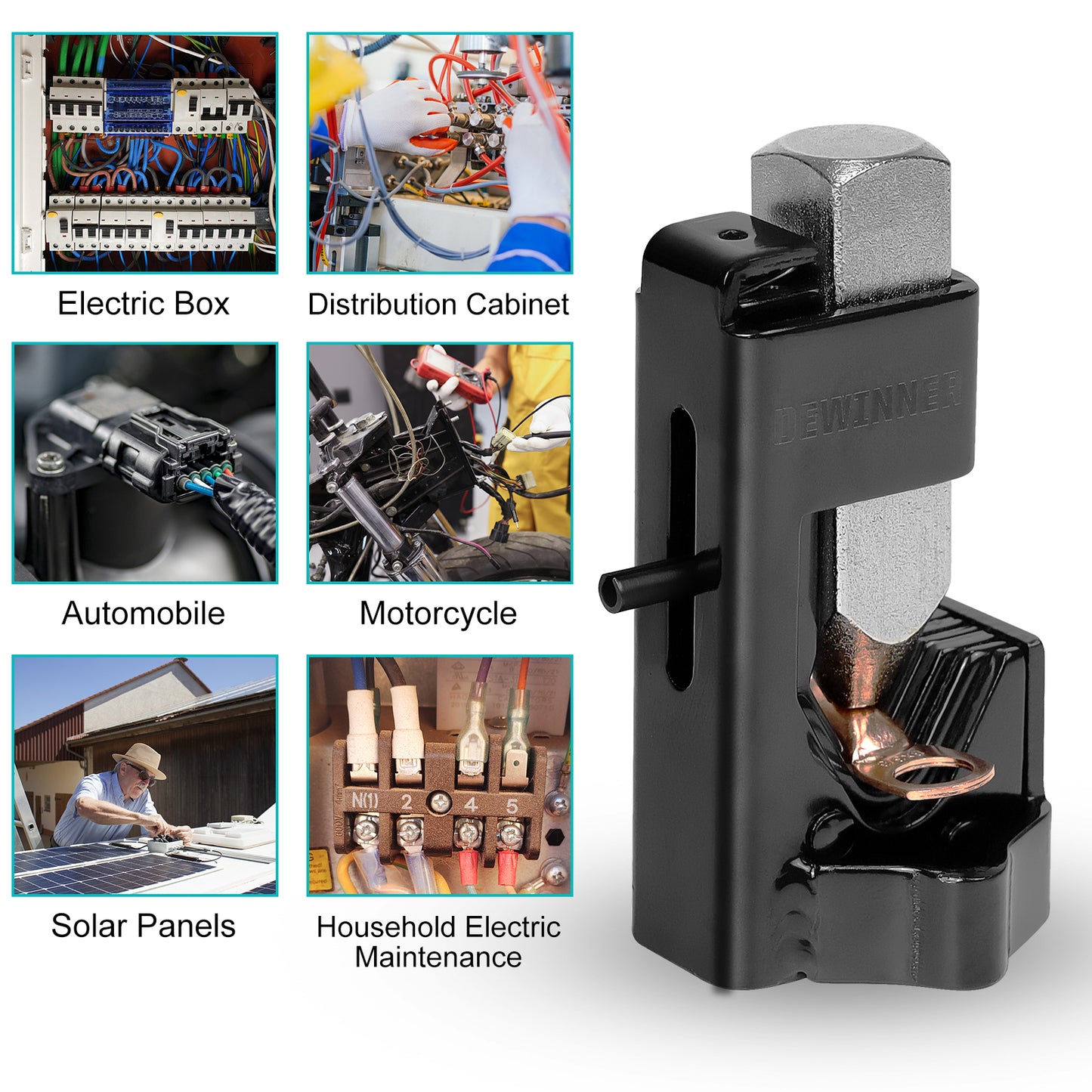 Hammer Battery Lug Crimping Tool for 8, 6, 4, 2, 1/0, 2/0, 3/0, 4/0 American Wire Gauge (AWG) Wire and Cable