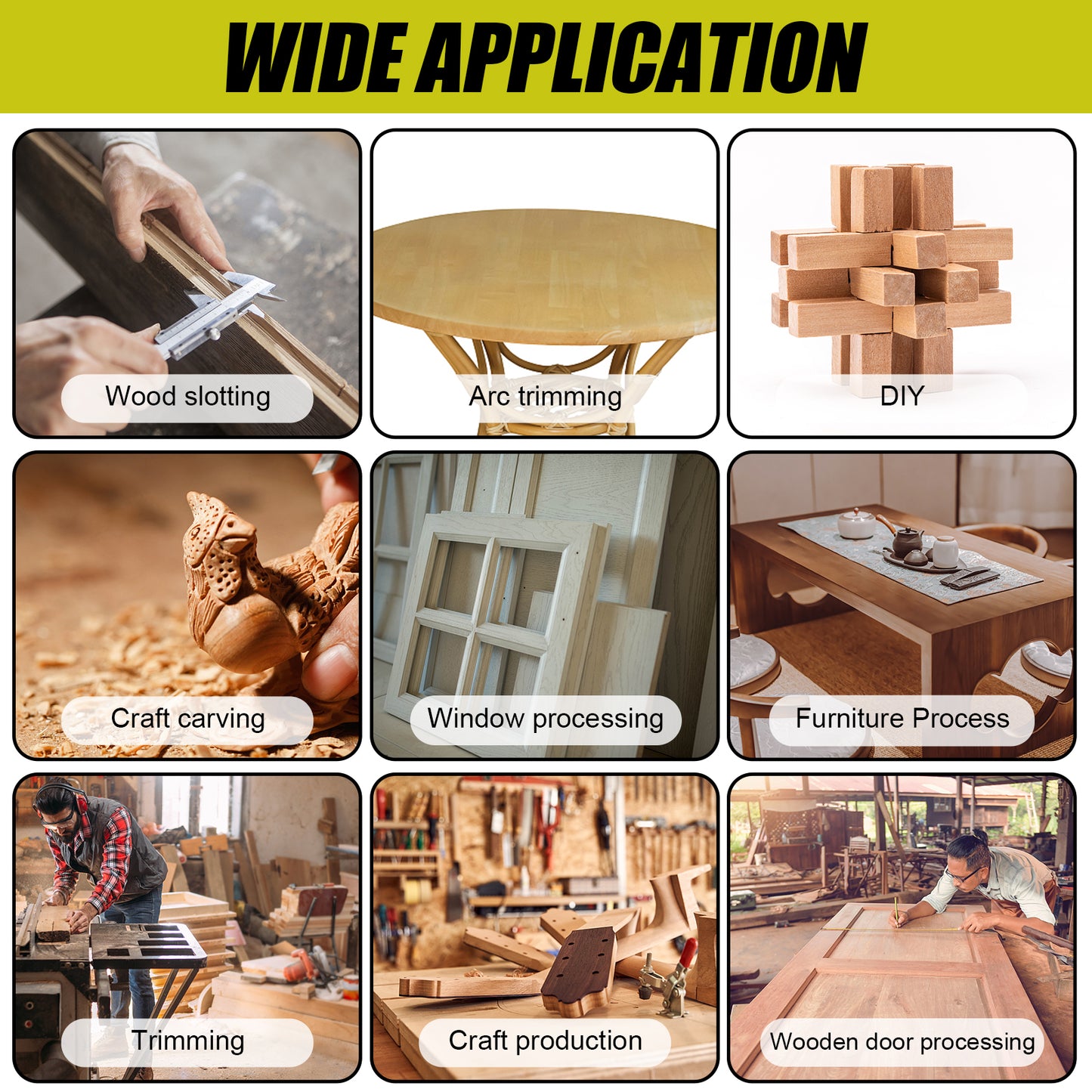 Electric Hand Palm Router, DEWINNER Trimmer Laminate Wood Working Joiners Tool, Compact Router with Trimmer Base, 3 Guide,2 Collets 1/4"(6.35mm) and 3/8"