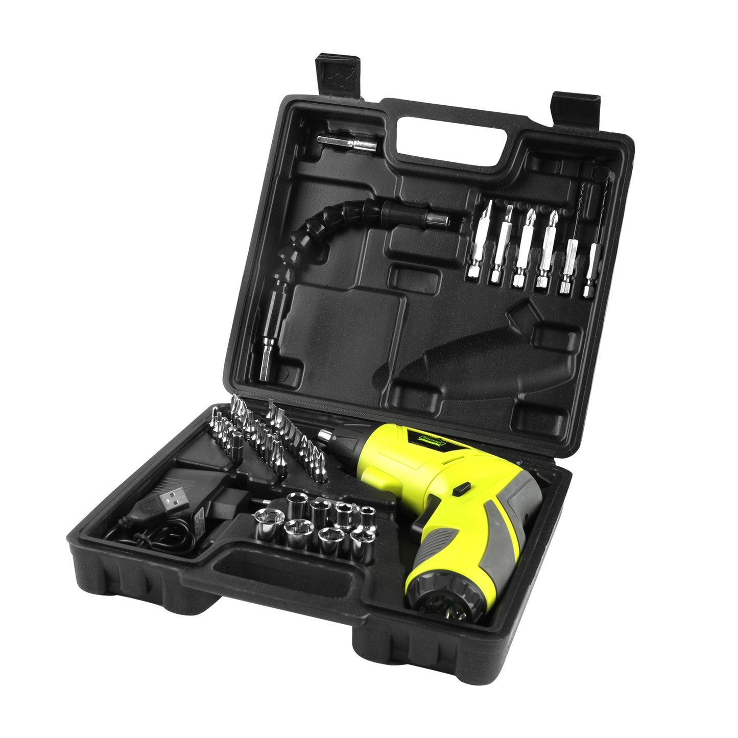 Electric Screwdriver, DEWINNER Cordless Screwdriver Set Rotated 90 Degrees Electric Screwdrivers Cordless Handle 3.6V 1300 mAh Rechargeable Lithium-Ion Battery with LED Worklight and Charger,45 Piece Screwdriver and Wood Bit Assortment