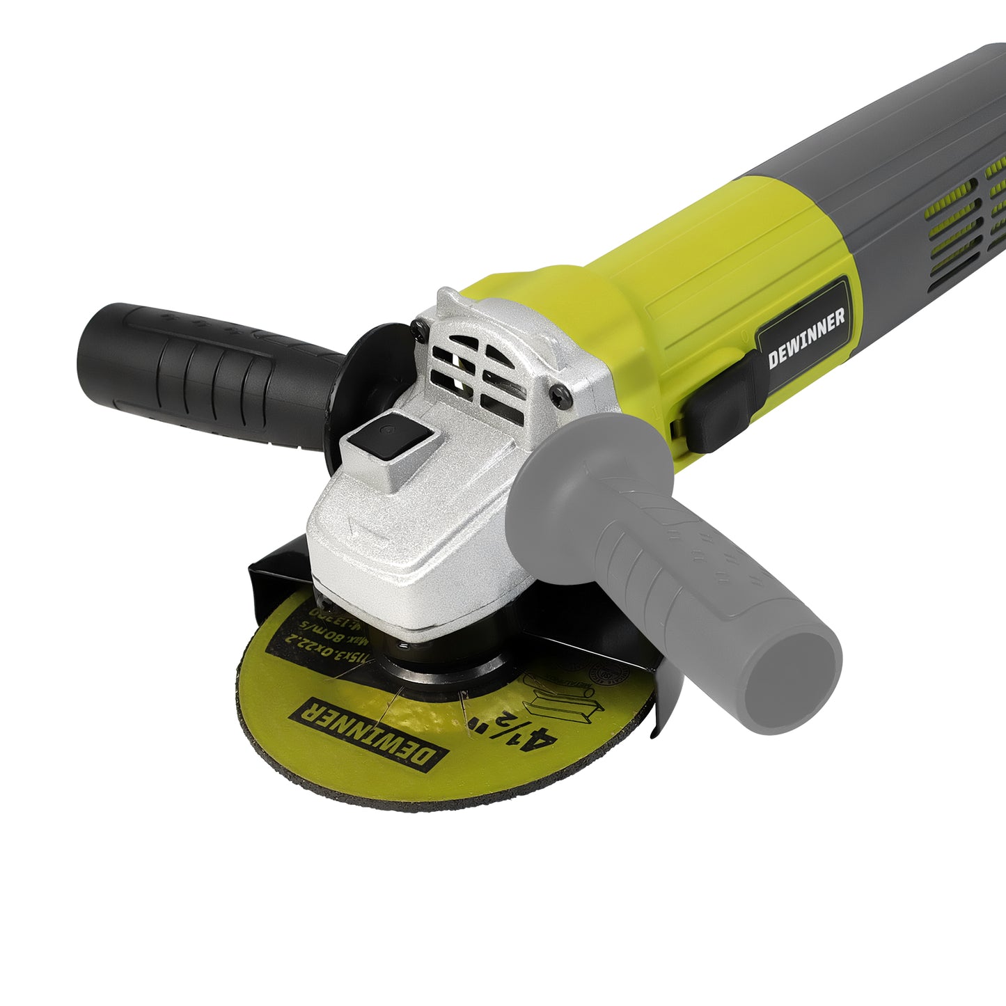 DEWINNER Angle Grinder 850W,Angle Grinder 220-240 V, 6 Angle Grinding Cutting Discs,115mm, Protective Cover, with Extra Handle Grinding Cutting Tool