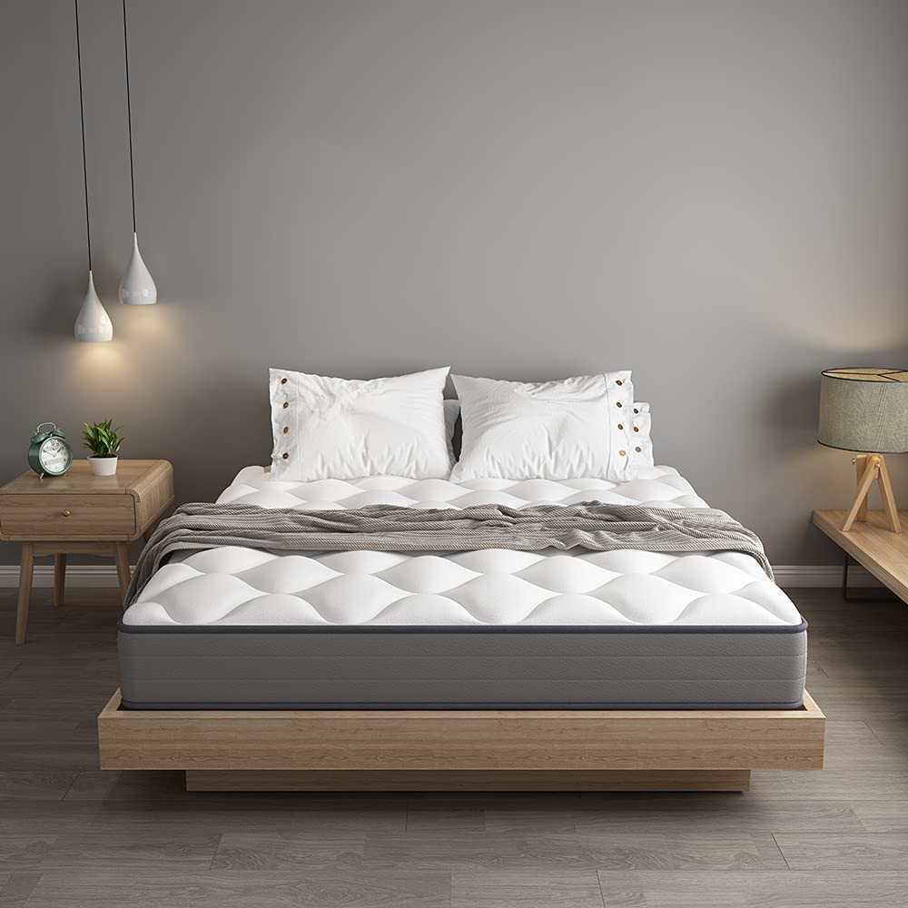 DEWINNER Matelas a Memoire de Forme en Mousse et Ressorts 20 cm Épaisseur Matelas 7 Zones Ergonomique, Hypoallergénique, Soutien Optimal, Confort (90x190x20cm)