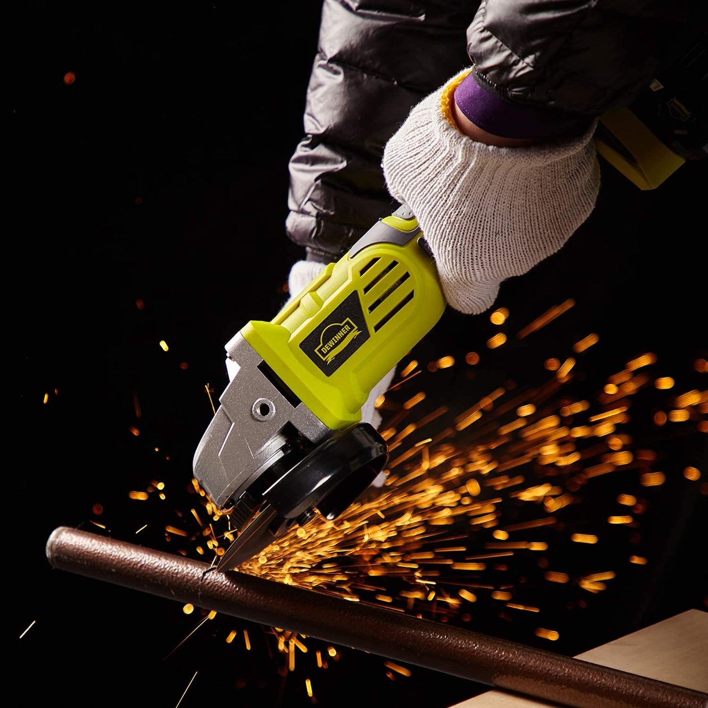 DEWINNER Cordless Angle Grinder, 4 ½", 2-Position Adjustable Auxiliary Handle, Electric Brake,20V,8500 RPM w/ 3.0Ah Lithium-Ion Battery & Fast Charger,
