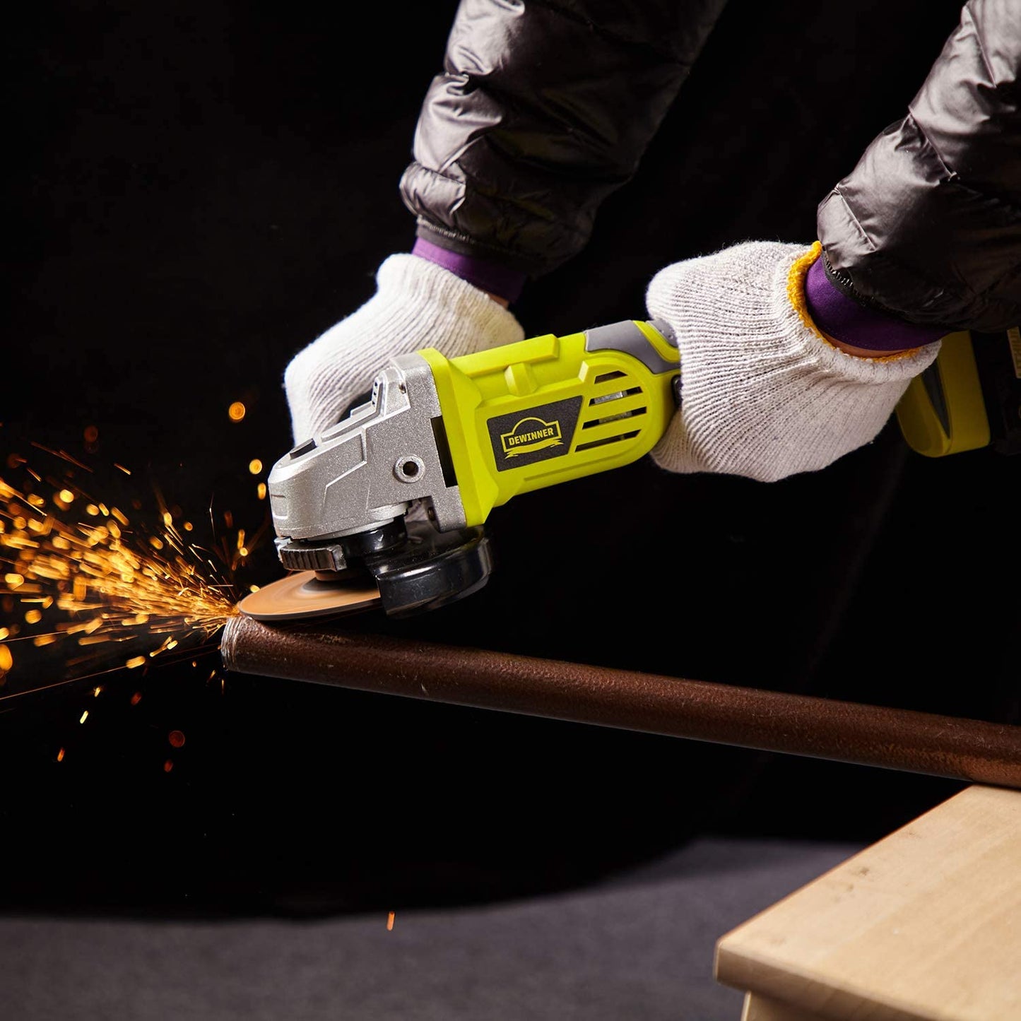 DEWINNER Cordless Angle Grinder, 4 ½", 2-Position Adjustable Auxiliary Handle, Electric Brake,20V,8500 RPM w/ 3.0Ah Lithium-Ion Battery & Fast Charger,
