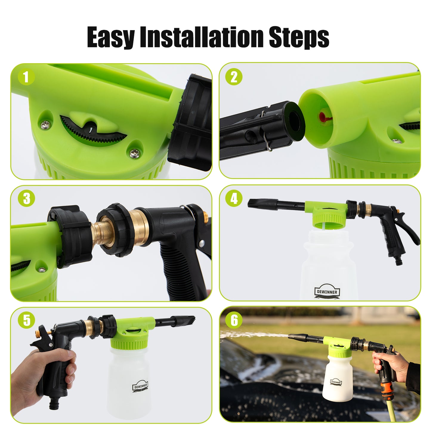 DEWINNER Foam Gun Sprayer with Thick Suds Ultimate Car Wash Foamer, Connects to Any Garden Hose