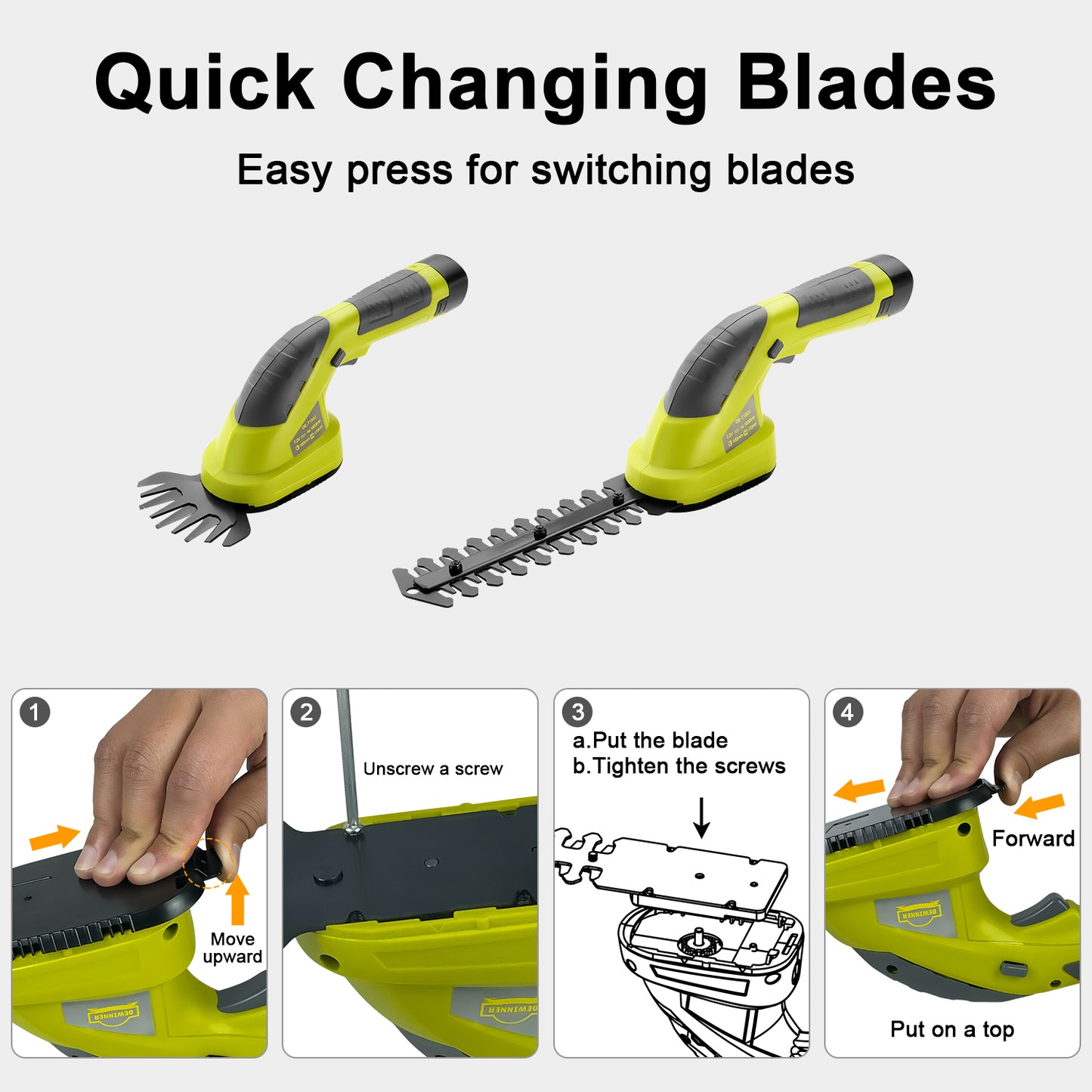 ‎ DEWINNER Grass Shear Blade for DEWINNER 7.2V Cordless 2 in 1 Grass and Hedge Trimmer(DE-T1525WH and DE-T1502))