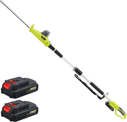 DEWINNER Cordless Telescopic Hedge Trimmer, Multifunktion Hedge Trimmer, with 2 x 20 V 2.0 Ah Batteries, Charger, Blade Length 46 cm, Cordless Electric Hedge Trimmer, for Tall Plants