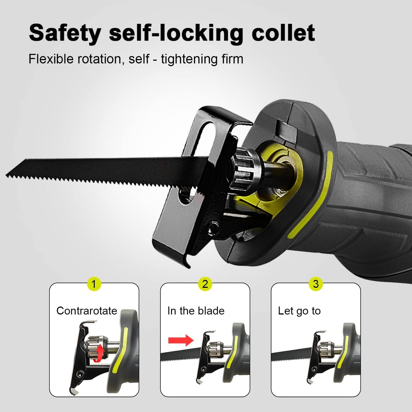 DEWINNER Cordless Sabre Saw, 20V 2.0Ah Compact Saw with Li-Ion Battery and Charger, 2 Saw Blades, Variable Speed, Tool-free Blade Change