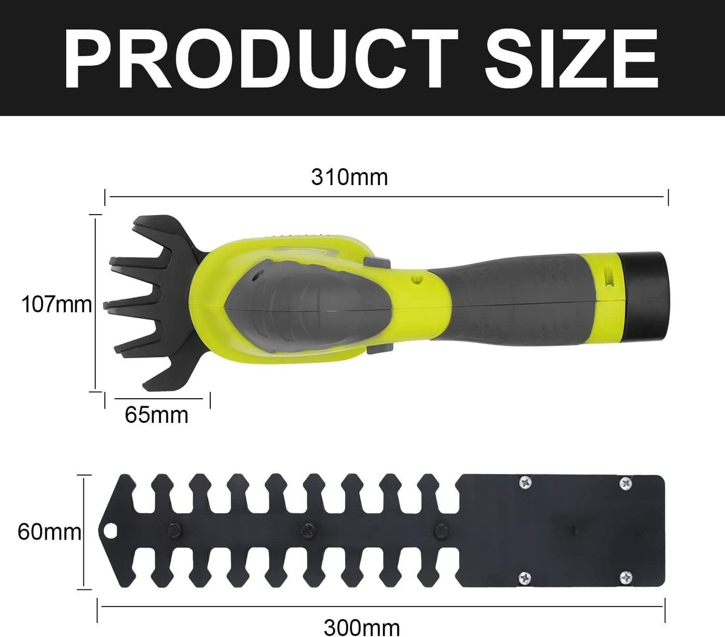 DEWINNER 2 in 1 Lawn Shears, Battery 7.2V, Blade Width 100, for Cutting Hedges, Lawns, Includes Portable Tailor, Battery and Charger DE-T1502