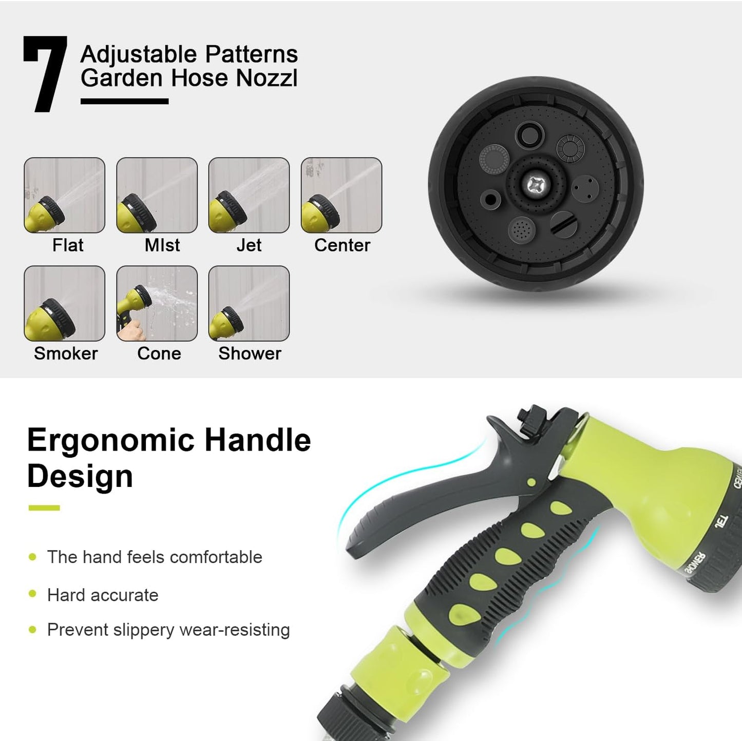 DEWINNER 30M Automatic Garden Hose Reel with Spray Nozzle, 180° Swivel, Garden Hose with Reel, 7 Functions for Watering Lawn Garden