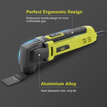 DEWINNER Oscillating Multifunction Tools, 6 Variable Speeds 0-23000RPM Multi-Function Wired 300W, 3.5° Oscillation Angle, 37 Accessories, For Sawing, Scraping, Cutting, Grinding and Polishing