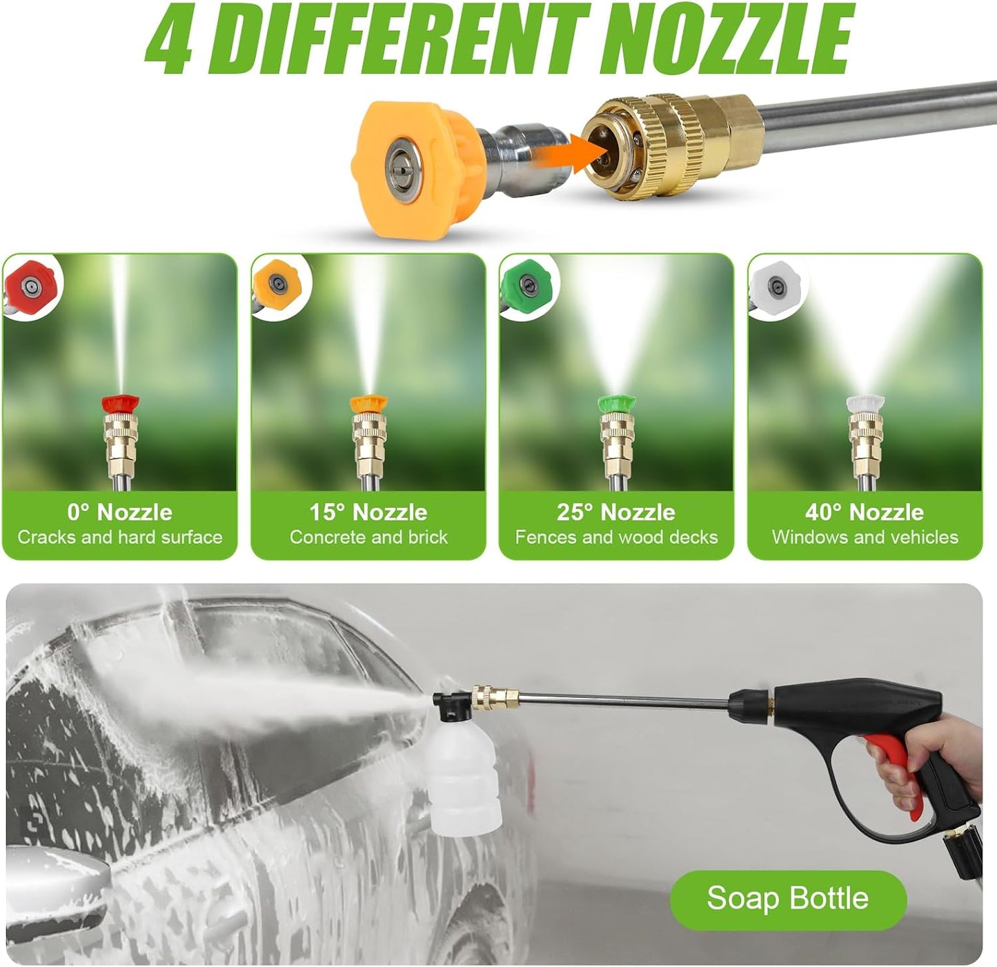 Dewinner Portable Pressure Washer 130 Bar 1200 W | Mini, 3 Speed Adjustment, 4 Nozzles, 8 Meter Hose, Foam Sprayer