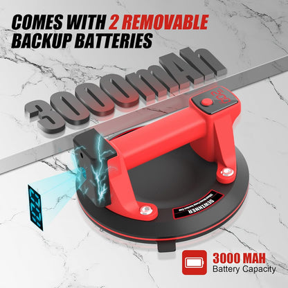 DEWINNER 8 inch Tile Suction Cup with 2 x 3000 mAh Battery, LCD Display Electric Suction Cup, Automatic Filling Function, Max Load Capacity 200 kg, Suitable for Glass and Tiles