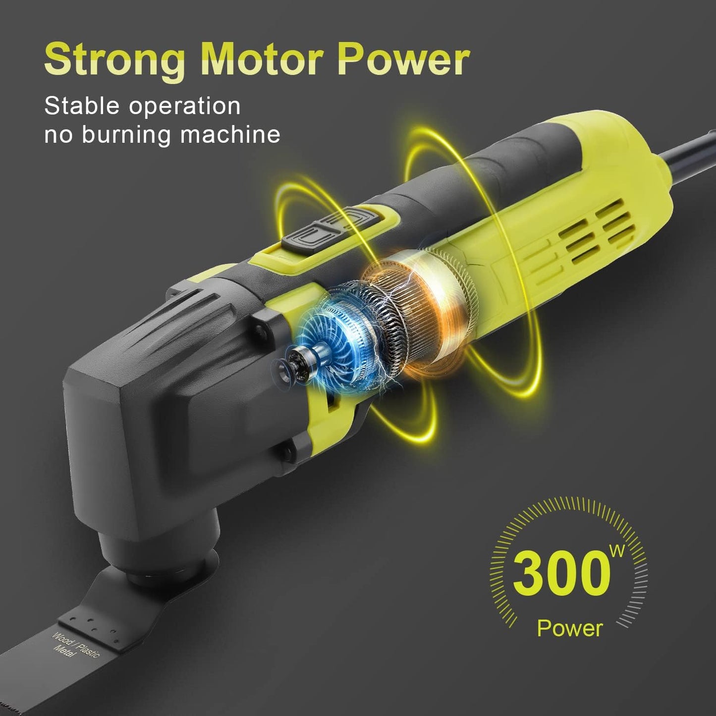 DEWINNER Oscillating Multifunction Tools, 6 Variable Speeds 0-23000RPM Multi-Function Wired 300W, 3.5° Oscillation Angle, 37 Accessories, For Sawing, Scraping, Cutting, Grinding and Polishing