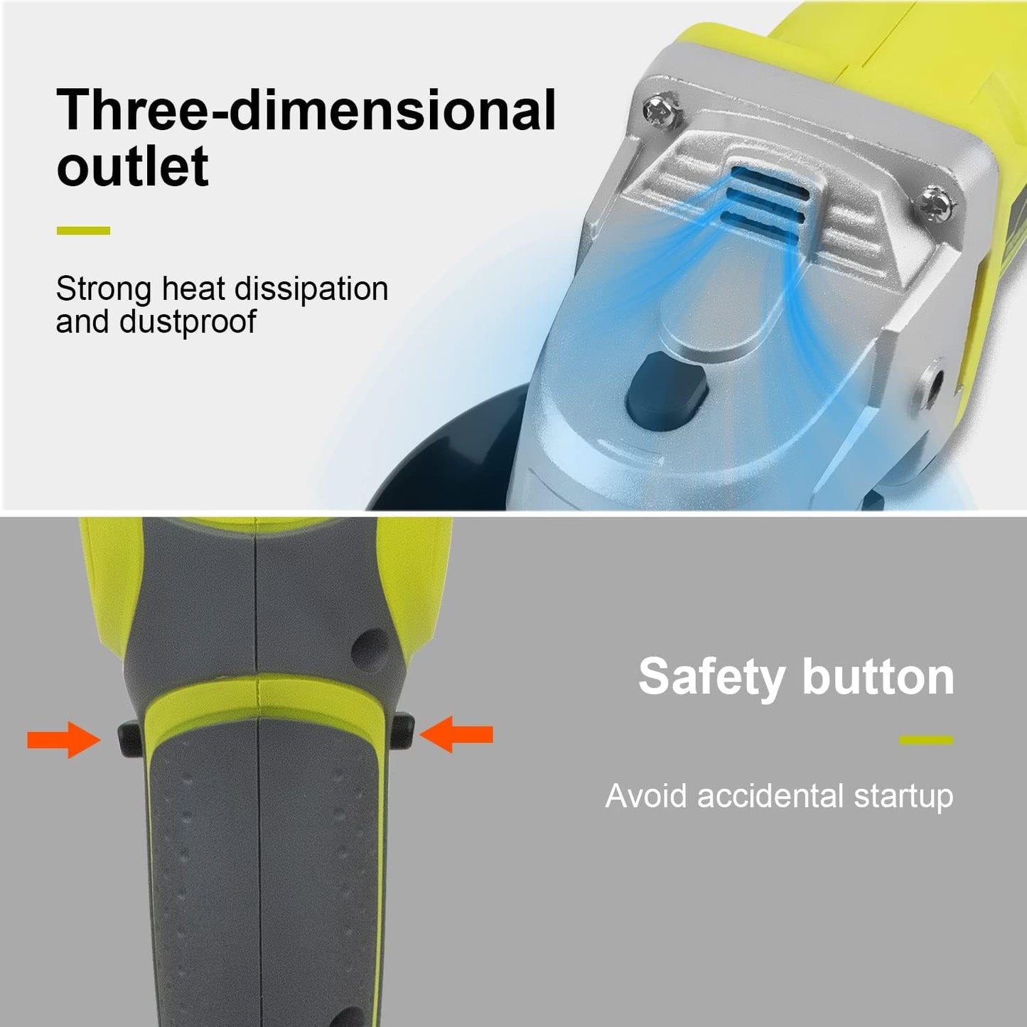 DEWINNER Cordless Angle Grinder, 115mm, 2*3Ah Battery, Auxiliary Handle, Quick Clamping, Quick Charger, 2 Grinding Discs for Grinding, Cutting and Polishing