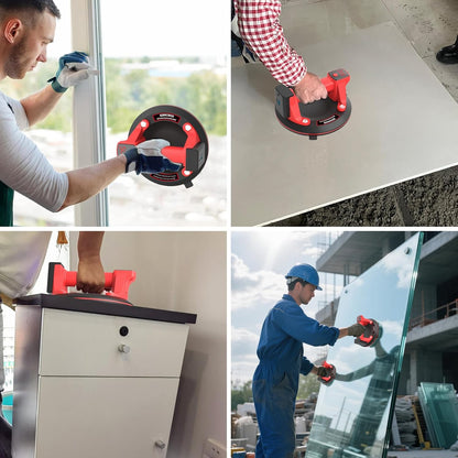 DEWINNER 8 inch Tile Suction Cup with 2 x 3000 mAh Battery, LCD Display Electric Suction Cup, Automatic Filling Function, Max Load Capacity 200 kg, Suitable for Glass and Tiles