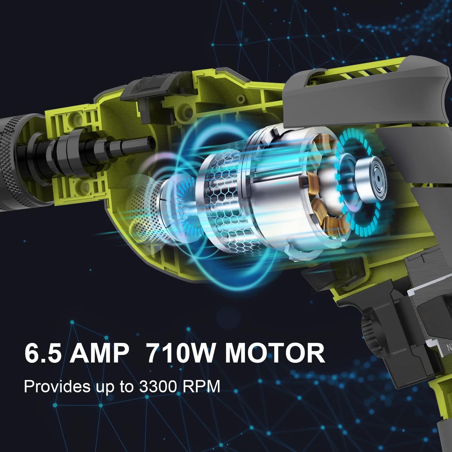 Professional 710W DEWINNER Cordless Impact Drill with 102 Accessories, 3300RPM, Electric Impact Drill, 360° Rotating Handle, 13mm Chuck
