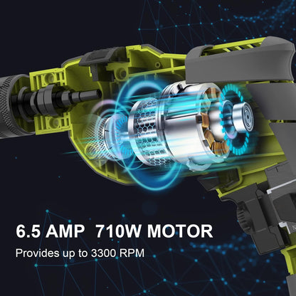 Professional 710W DEWINNER Cordless Impact Drill with 102 Accessories, 3300RPM, Electric Impact Drill, 360° Rotating Handle, 13mm Chuck