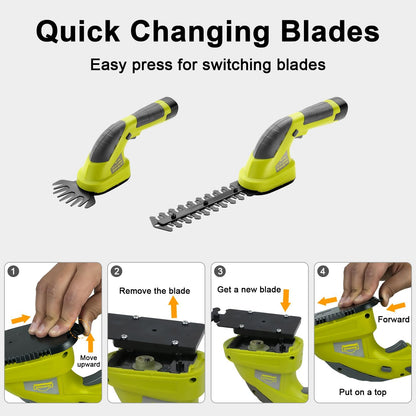 DEWINNER 7.2 V Cordless Edge Cutter, 2 in 1 Lawn Shears, Lightweight Lawn Mower, 1500 mAh Battery, Detachable Long Telescopic Handle, for Cutting Grass, Bush, Hedge