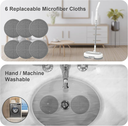 DEWINNER Cordless Electric Mop 2000 mAh 6 Pads 300 ML Water Tank