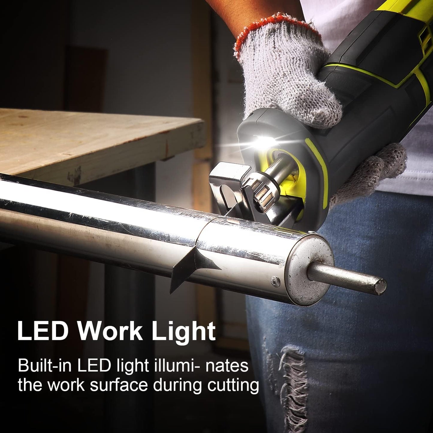 DEWINNER Cordless Sabre Saw, 20V 2.0Ah Compact Saw with Li-Ion Battery and Charger, 2 Saw Blades, Variable Speed, Tool-free Blade Change