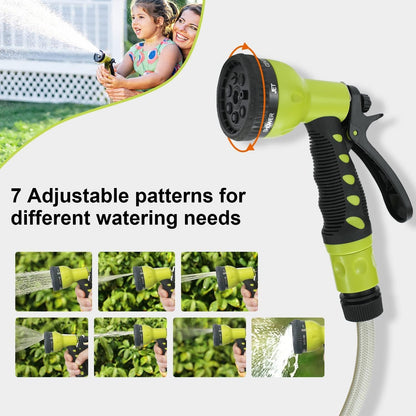 DEWINNER Garden Hose Reel 25+2M, Automatic Wall Mounted Hose Reel with Spray Nozzle, 180° Swivel, Garden Hose with Reel, 7 Functions for Watering Lawn Garden