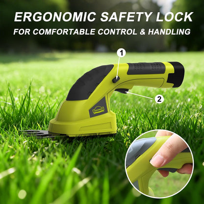 DEWINNER 2 in 1 Lawn Shears, Battery 7.2V, Blade Width 100, for Cutting Hedges, Lawns, Includes Portable Tailor, Battery and Charger DE-T1502