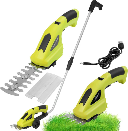 Dewinner 3-in-1 Lawn Shears, 3.6 V Battery, Lawn Shears with 2 Blades, Garden Shears for Cutting Hedges, Lawns, Cutting Width/Length 10 cm/15 cm, Includes Charger