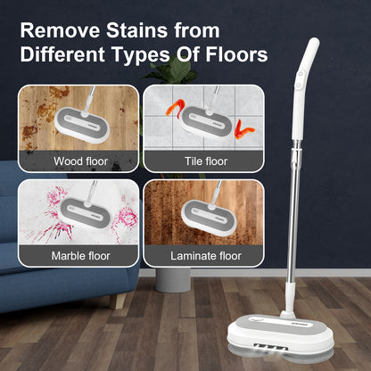 DEWINNER Cordless Electric Mop with 2.0 Ah Battery and Charger,Dual Spin Floor Polisher with 300ML Water Tank & Headlight, 120 L/H Compact Cleaner Kit for Cleaning and Washing