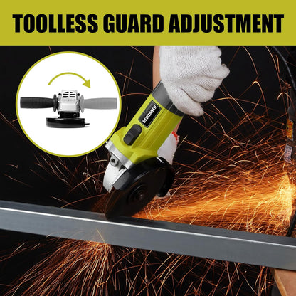 DEWINNER Angle Grinder 850W, 220-240V, 6 Discs Angle Grinder, 115 mm, Protective Cover, with Additional Handle Grinding Cutting Tool