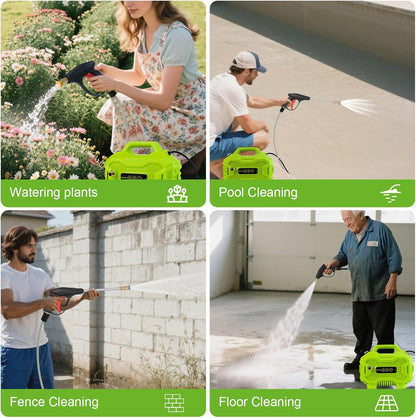Dewinner Portable Pressure Washer 130 Bar 1200 W | Mini, 3 Speed Adjustment, 4 Nozzles, 8 Meter Hose, Foam Sprayer