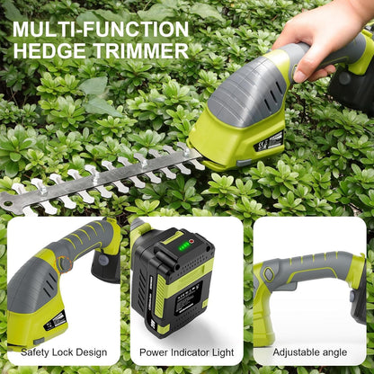 DEWINNER 3 in 1 Telescopic Hedge Trimmer - Electric Chainsaw with Safety Switch, Range up to 2.53 m, Blades 240 mm and 120 mm, Head Adjustable 135°