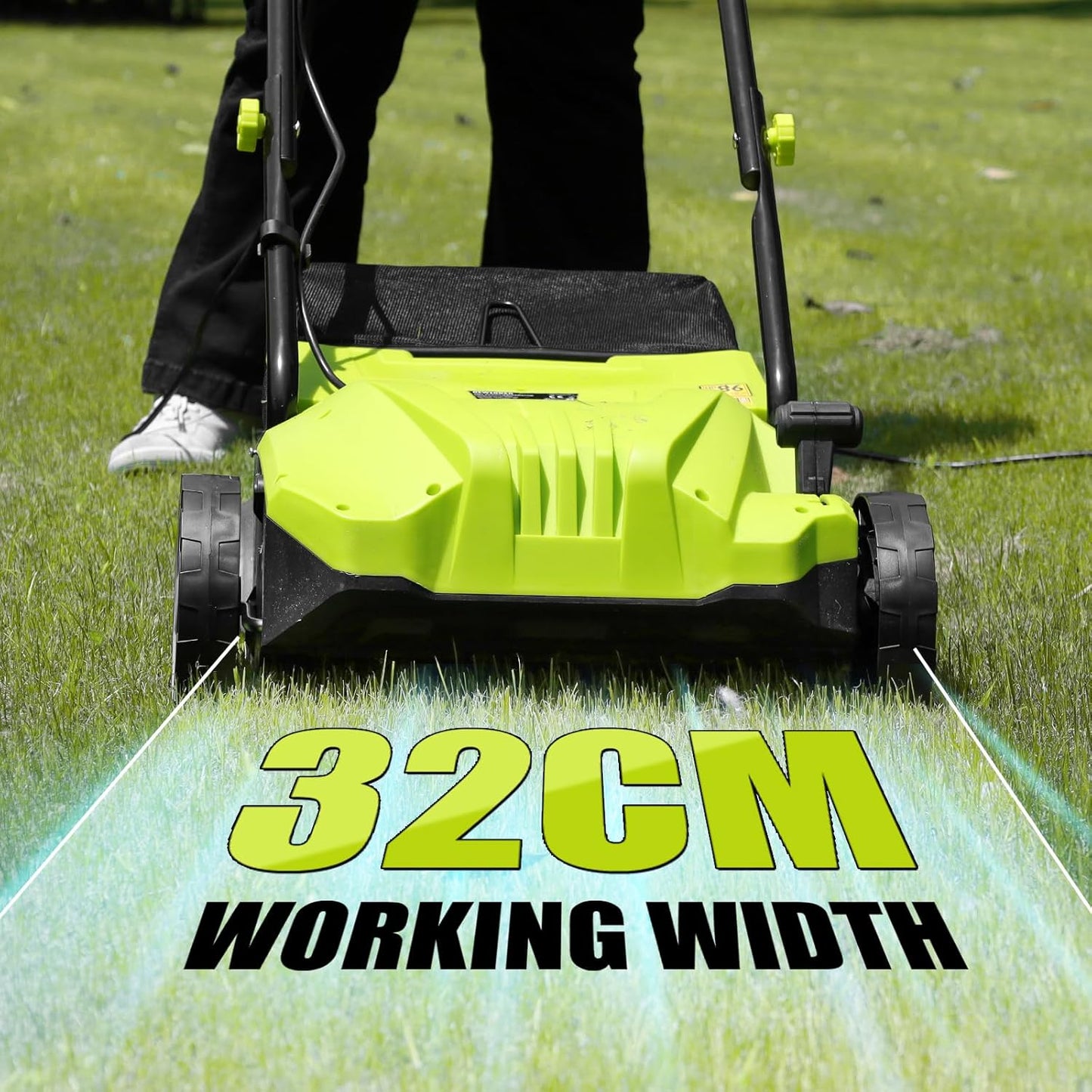 DEWINNER 1500W Electric Scarifier Blunder, 2 in 1 Scarifier Electric Aerator, 3200 RPM, with 2 Replacement Blades Included, Pickup Tray 30L, Adjustable Depth - 4 Depths
