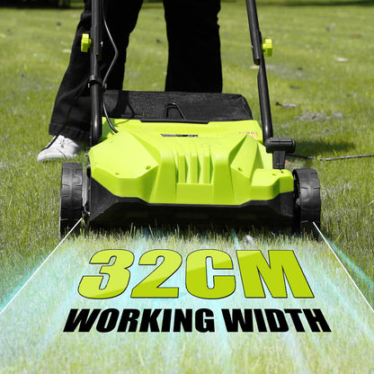 DEWINNER 1500W Electric Scarifier Blunder, 2 in 1 Scarifier Electric Aerator, 3200 RPM, with 2 Replacement Blades Included, Pickup Tray 30L, Adjustable Depth - 4 Depths