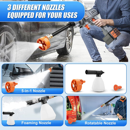 DEWINNER 32V Max 700 PSI Battery Powered Pressure Washer Portable Cordless Pressure Washer with 2.6Ah Battery, with Accessory Kit, for Cleaning Patio, Garden, Car